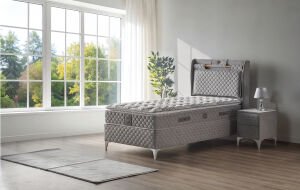 Truva 90x190 Tek Kişilik Yatak, Baza, Başlık Seti