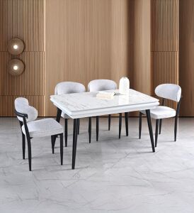 Stil Açılır Masa 4 Sandalye % 100 MDF Beyaz Mermer TN0629