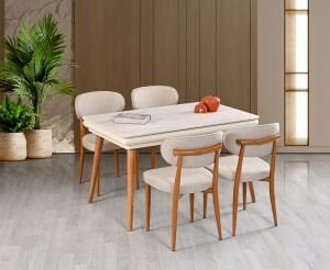 Stil Açılır Masa 4 Sandalye % 100 MDF Traverten TN0631