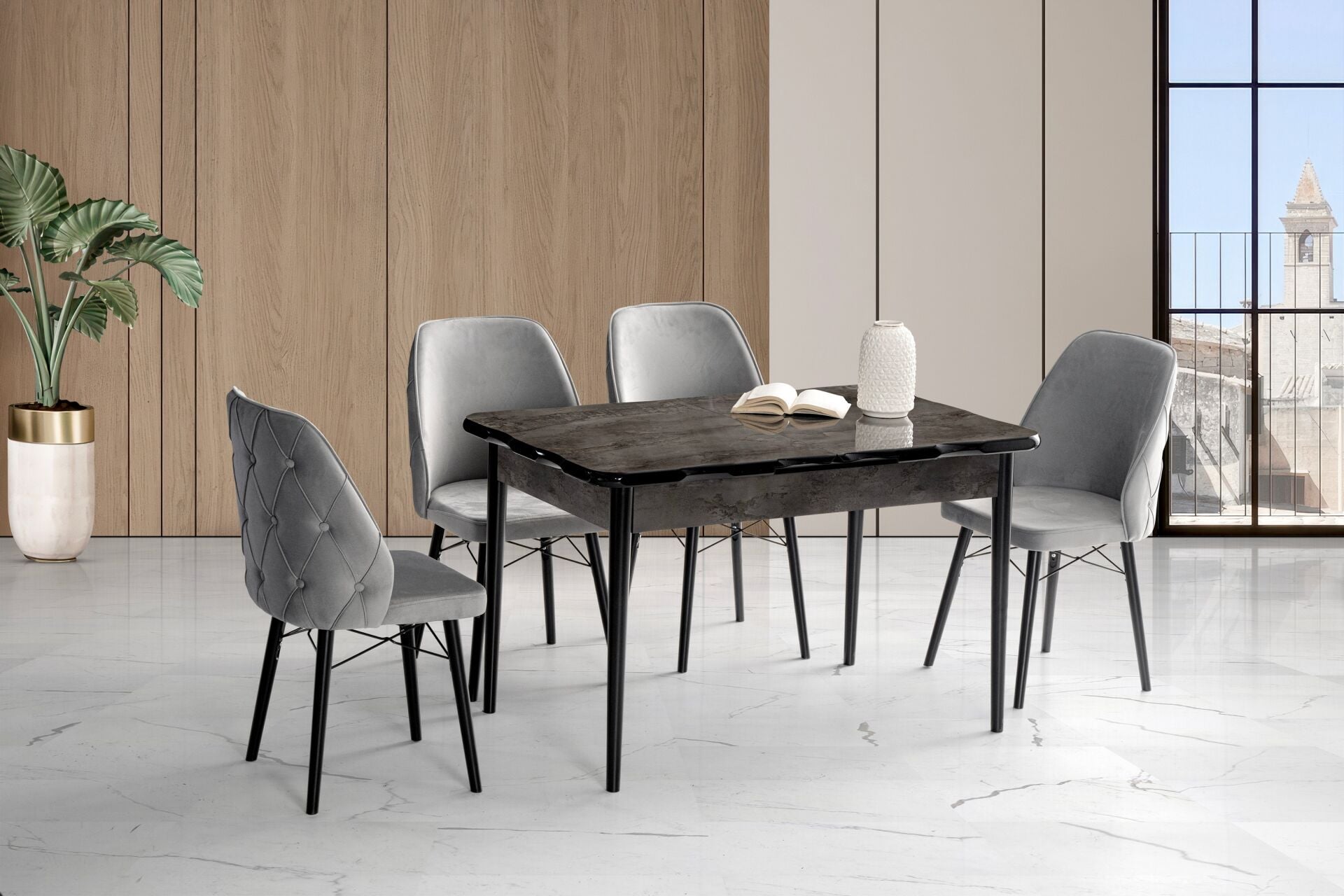 Yener 4 Sandalyeli % 100 MDF Masa Takımı İroni TN0632