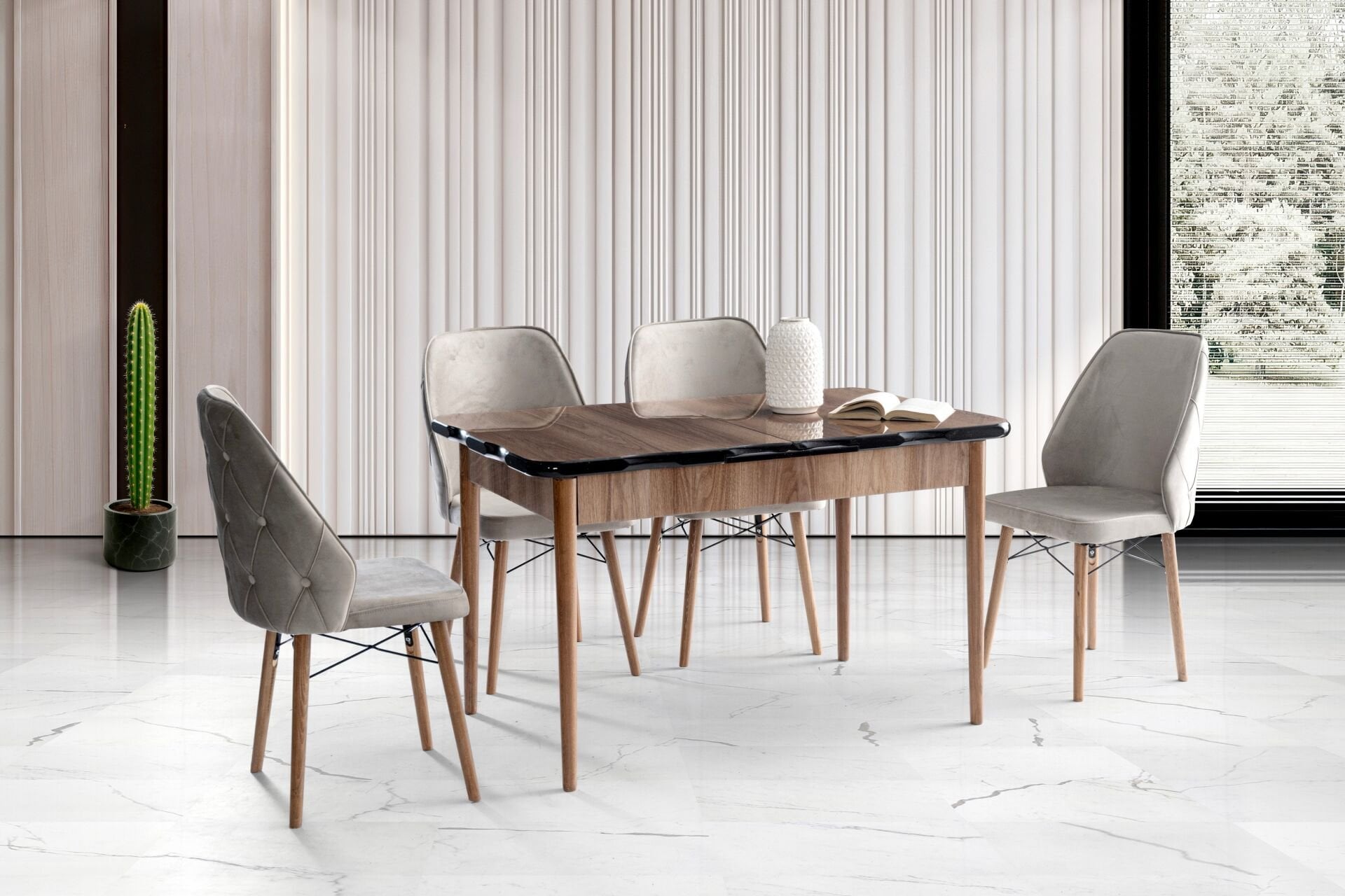 Yener 4 Sandalyeli % 100 MDF Masa Takımı Ceviz TN0633