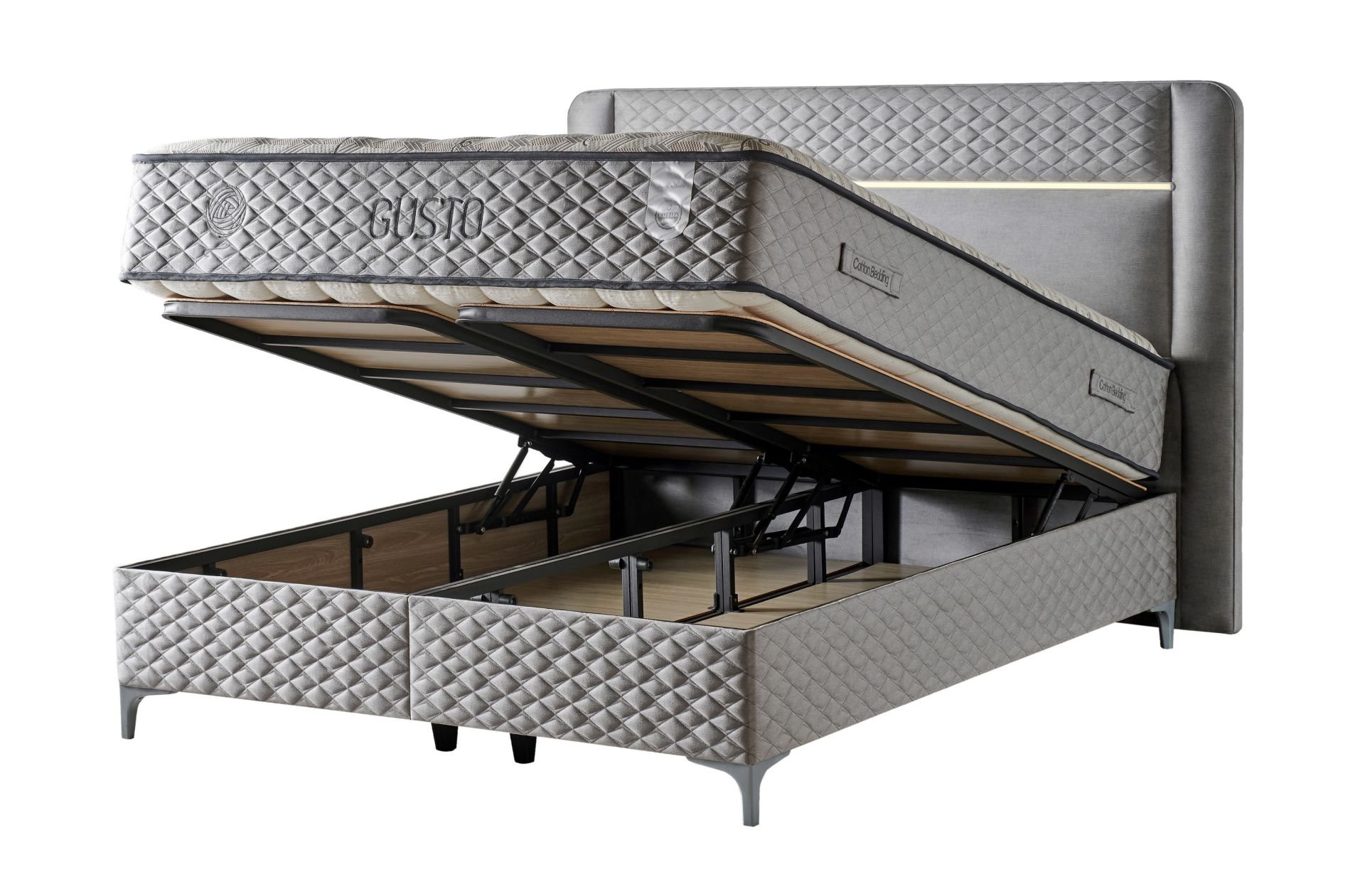 Gusto Gri 140x200 Çift Kişilik Baza, Başlık Seti CB3404