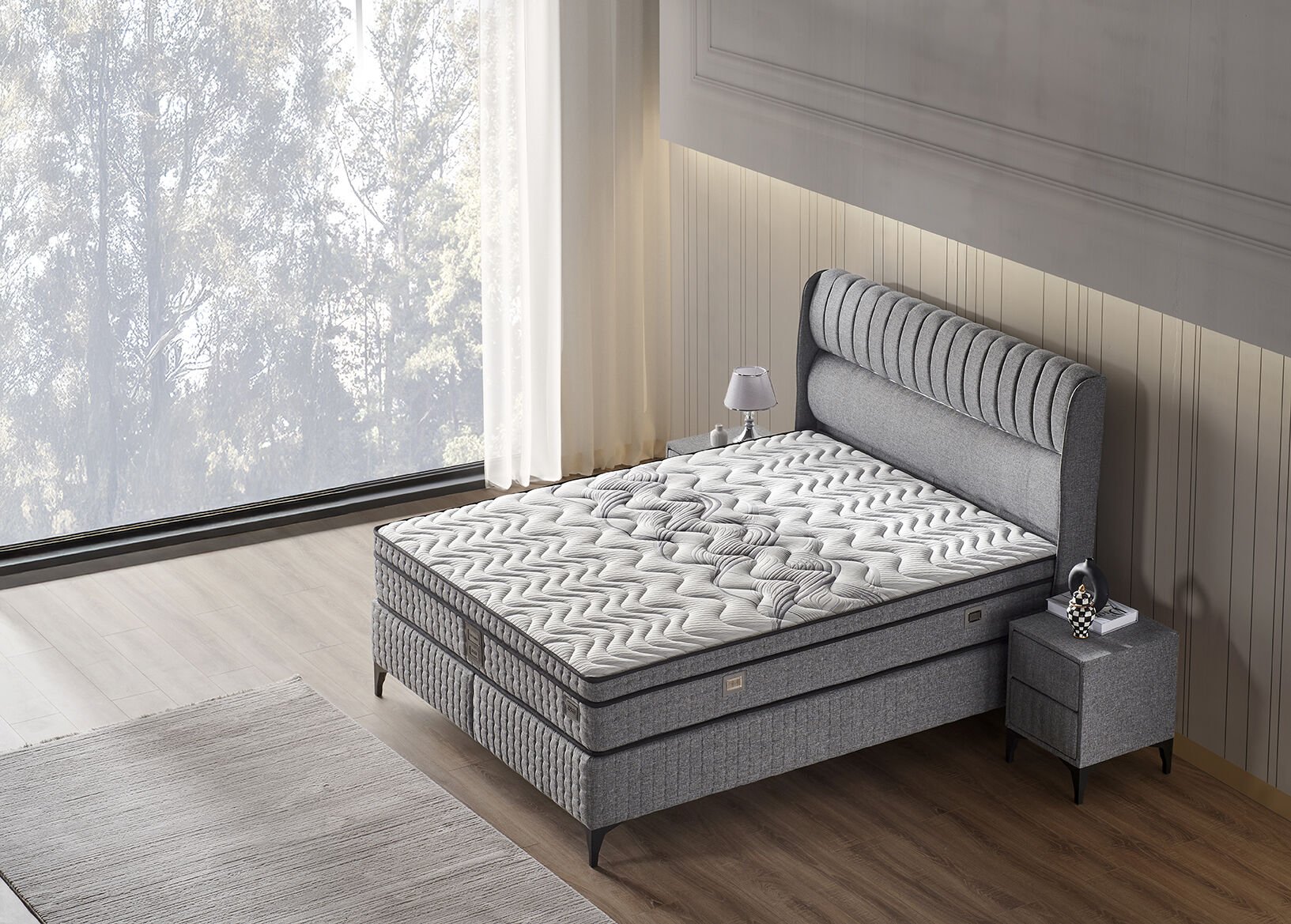 Victoria 160x200 Çift Kişilik Yatak, Baza, Başlık Seti