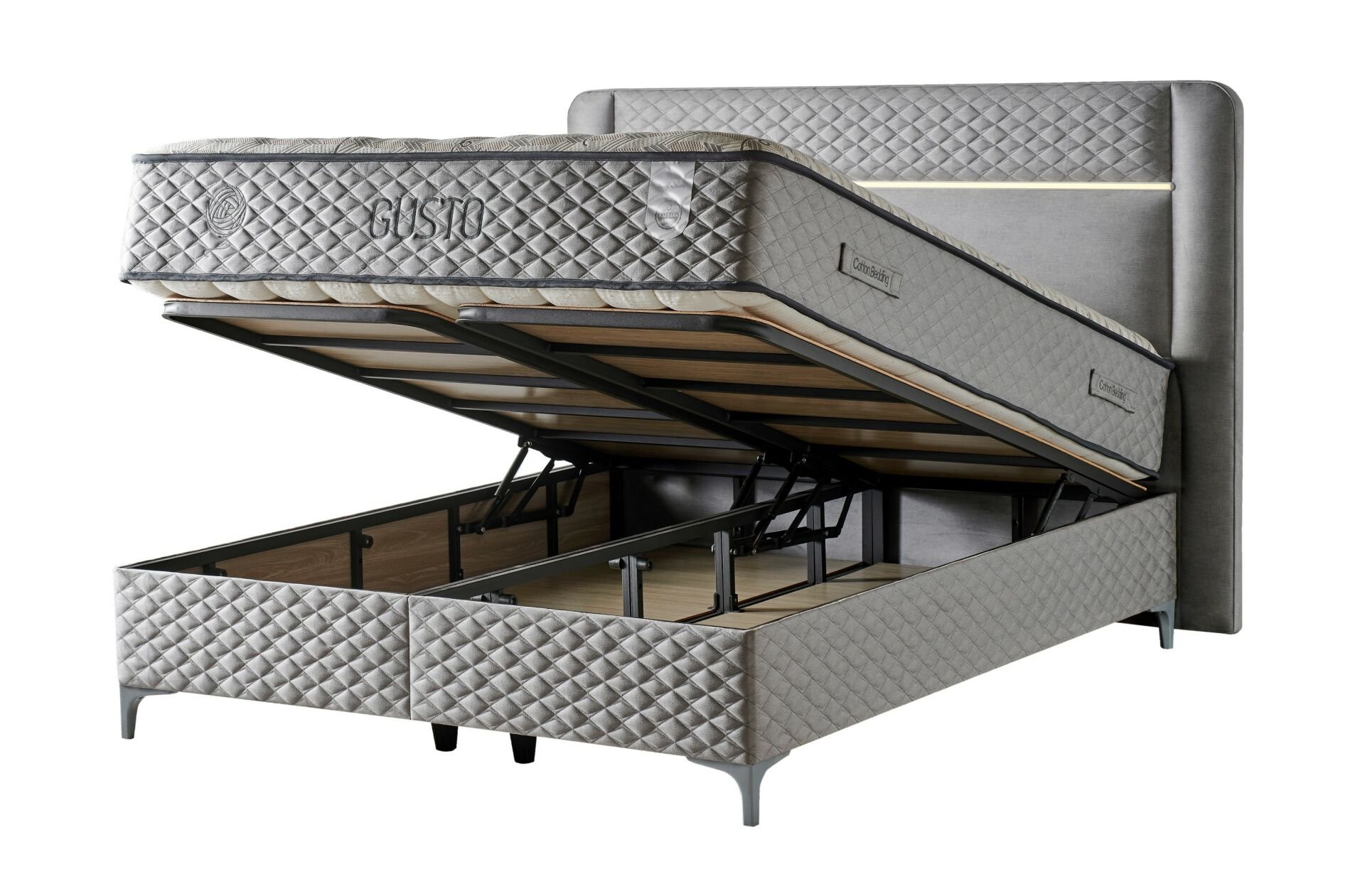 Gusto Gri 160x200 Çift Kişilik Baza, Başlık Seti CB3404