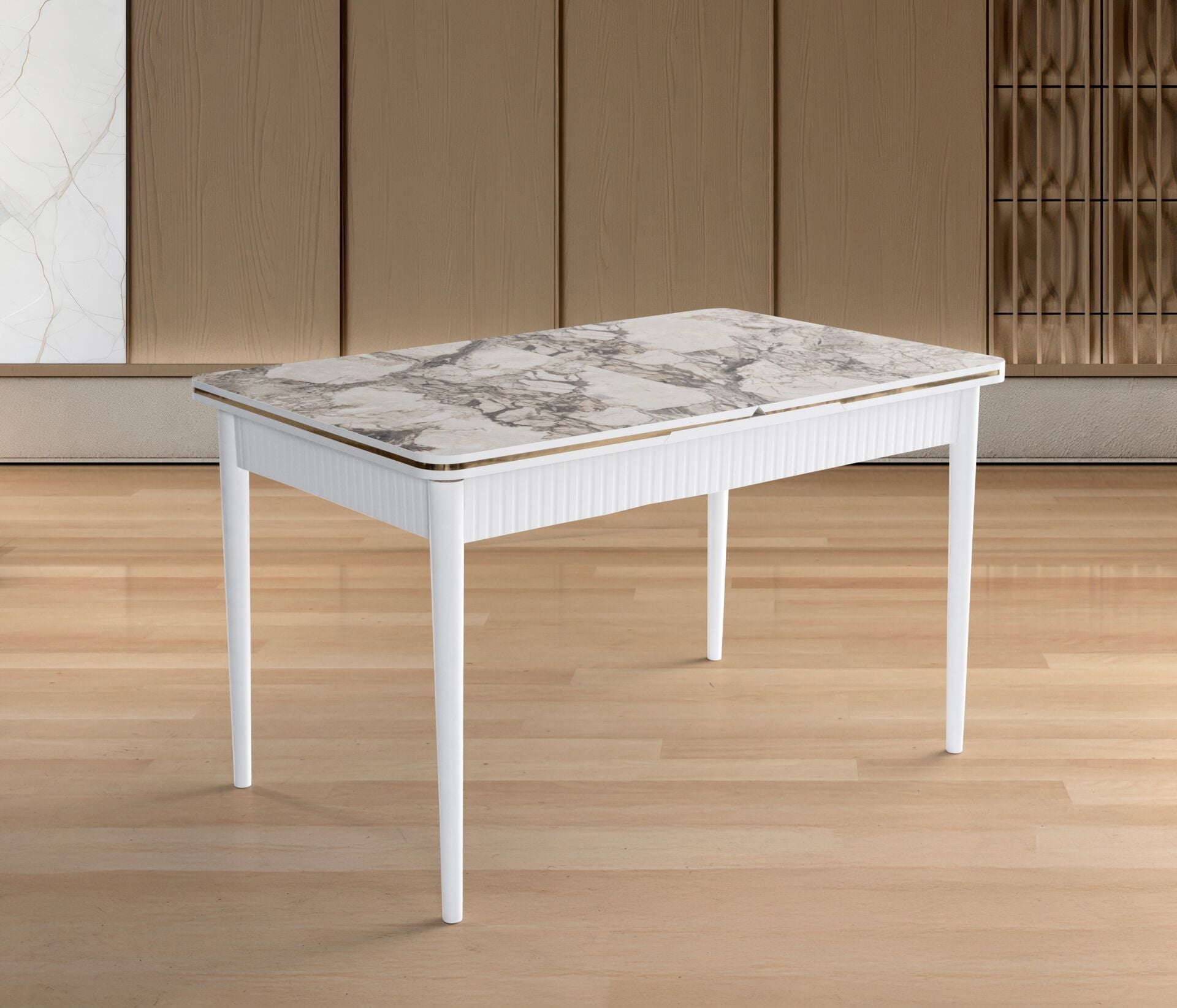 Yaz Bench Table Chair Set White Marble TN0637