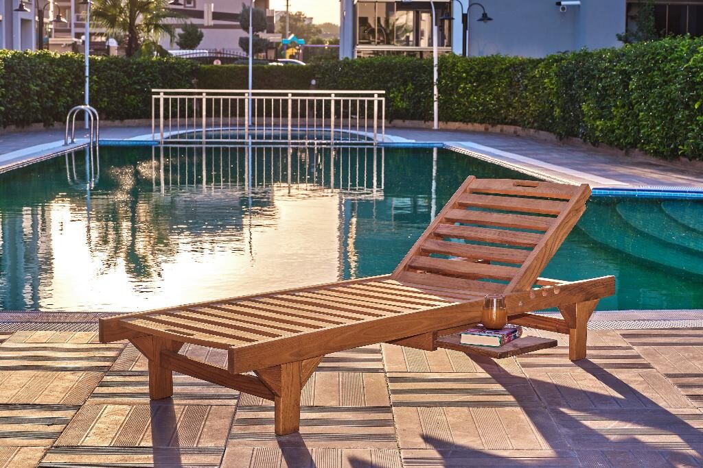 Simay Kendinden Sehpalı Ahşap Şezlong  ROY009