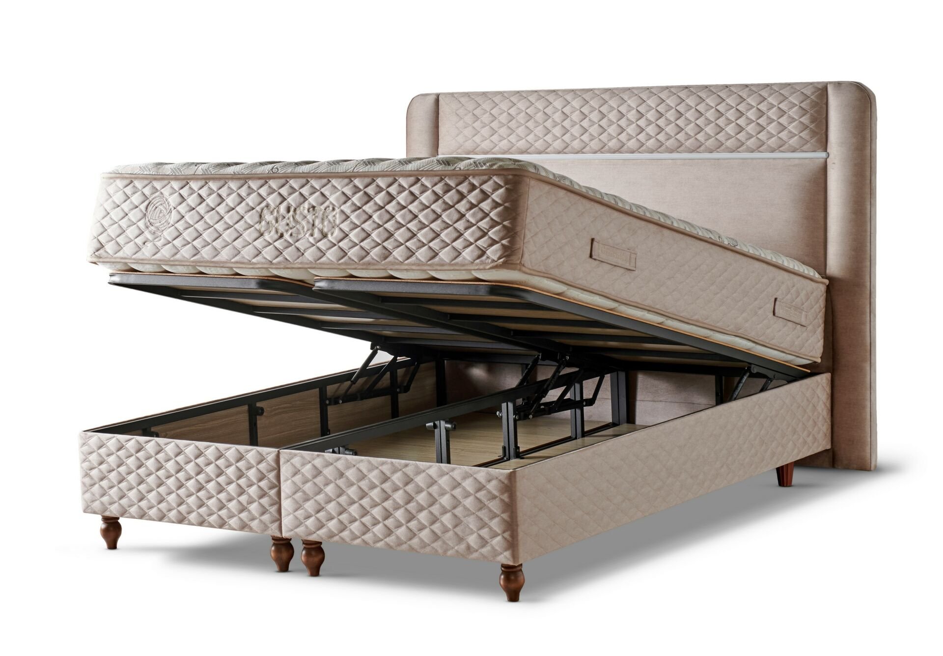 Gusto Krem 180x200 Çift Kişilik Baza, Başlık Seti CB3404