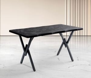 Kütük 4 Sandalyeli Masa Takımı Siyah Mermer TN0642