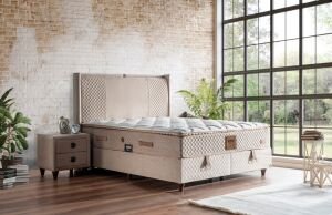 Softly 200x200 Çift Kişilik Yatak, Baza, Başlık Seti CP1029