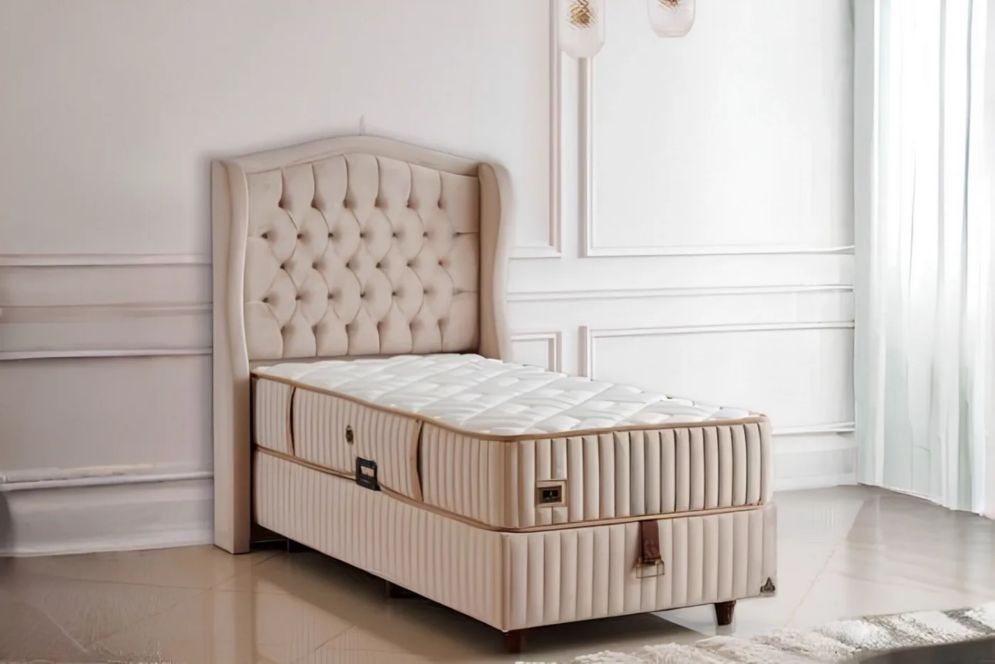 Set materasso singolo Regina 90x190, base letto, testiera