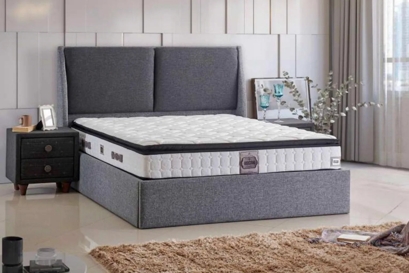 Oscar 200x200 Double Mattress, Divan Base, Headboard Set