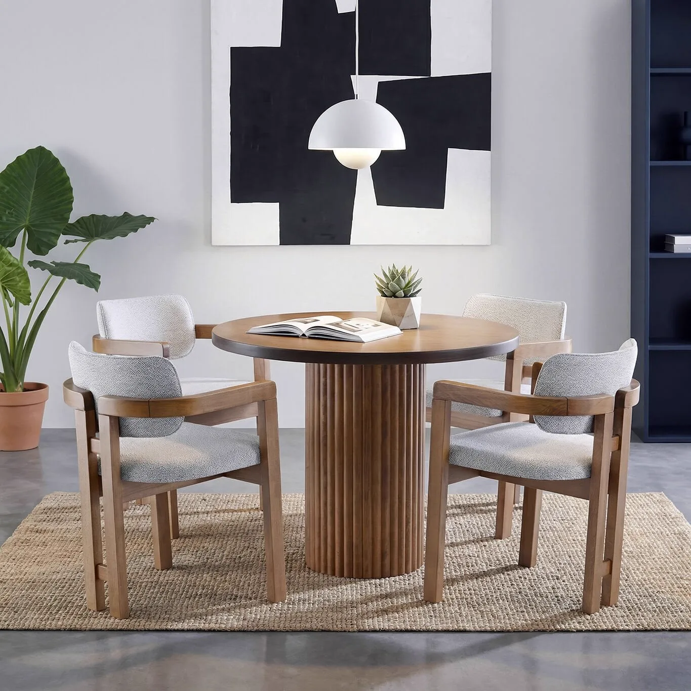 Ensemble table Polo noyer et chaises Otto