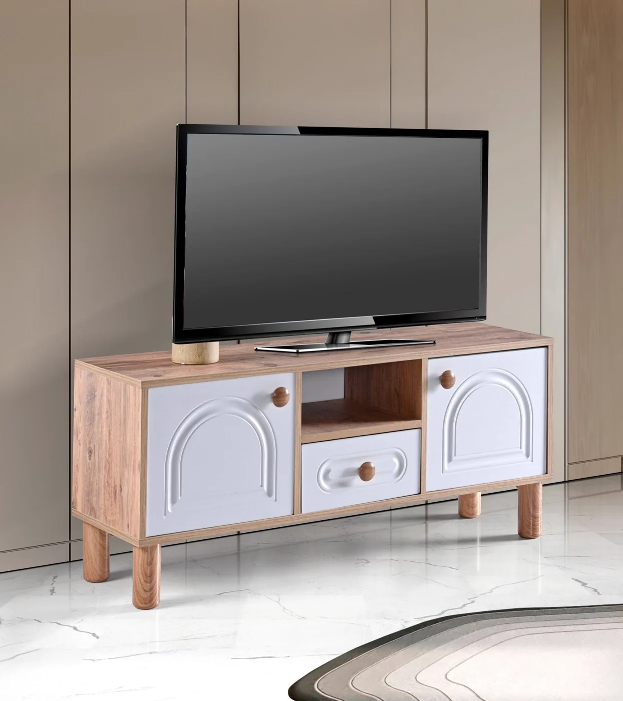 Aslan Bohem 120'lik Tv Sehpası Atlantik Çam - Beyaz