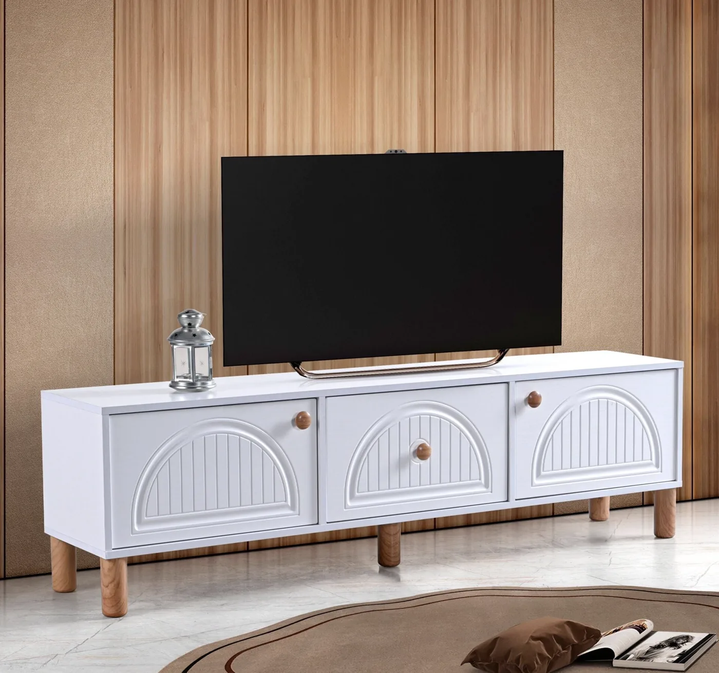 Aslan Bohem 180'lik Tv Sehpası Beyaz