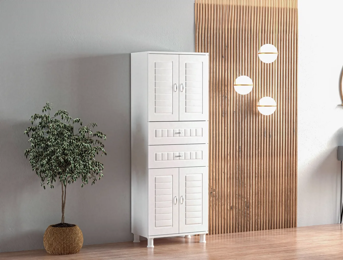 Çift Çekmeceli Beyaz Banyo Dolabı
