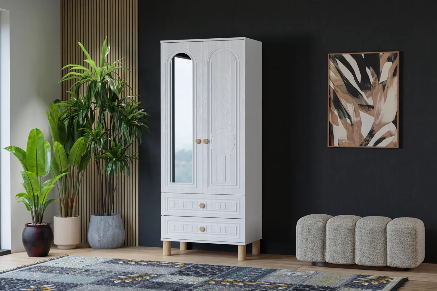 Meuble Vera Bohem 2 portes - blanc