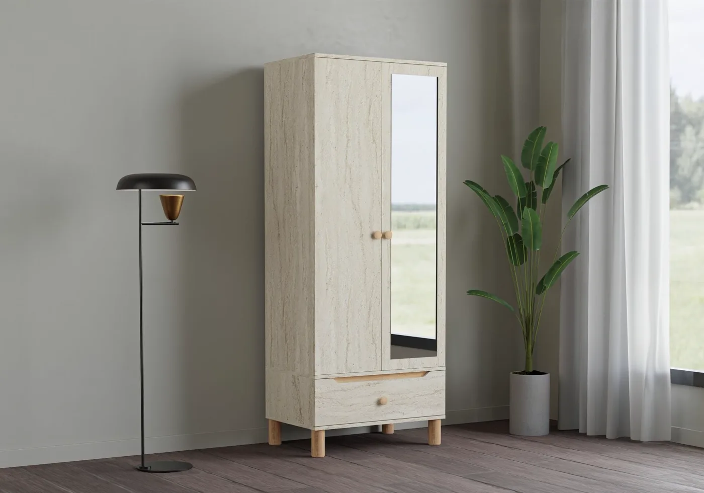 Armoire 2 portes Carina - travertin