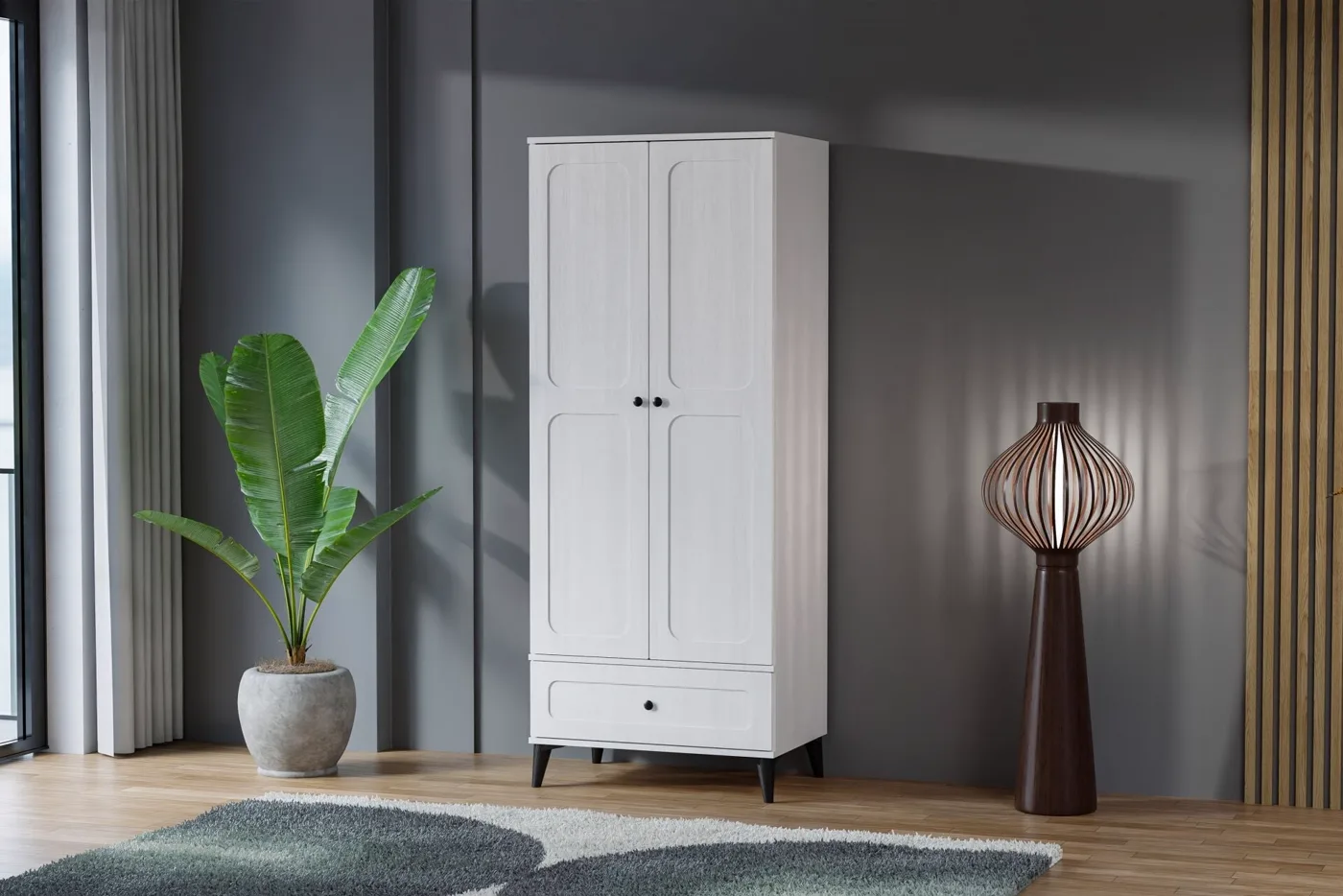 Armoire Carina Vintage 2 portes - blanc