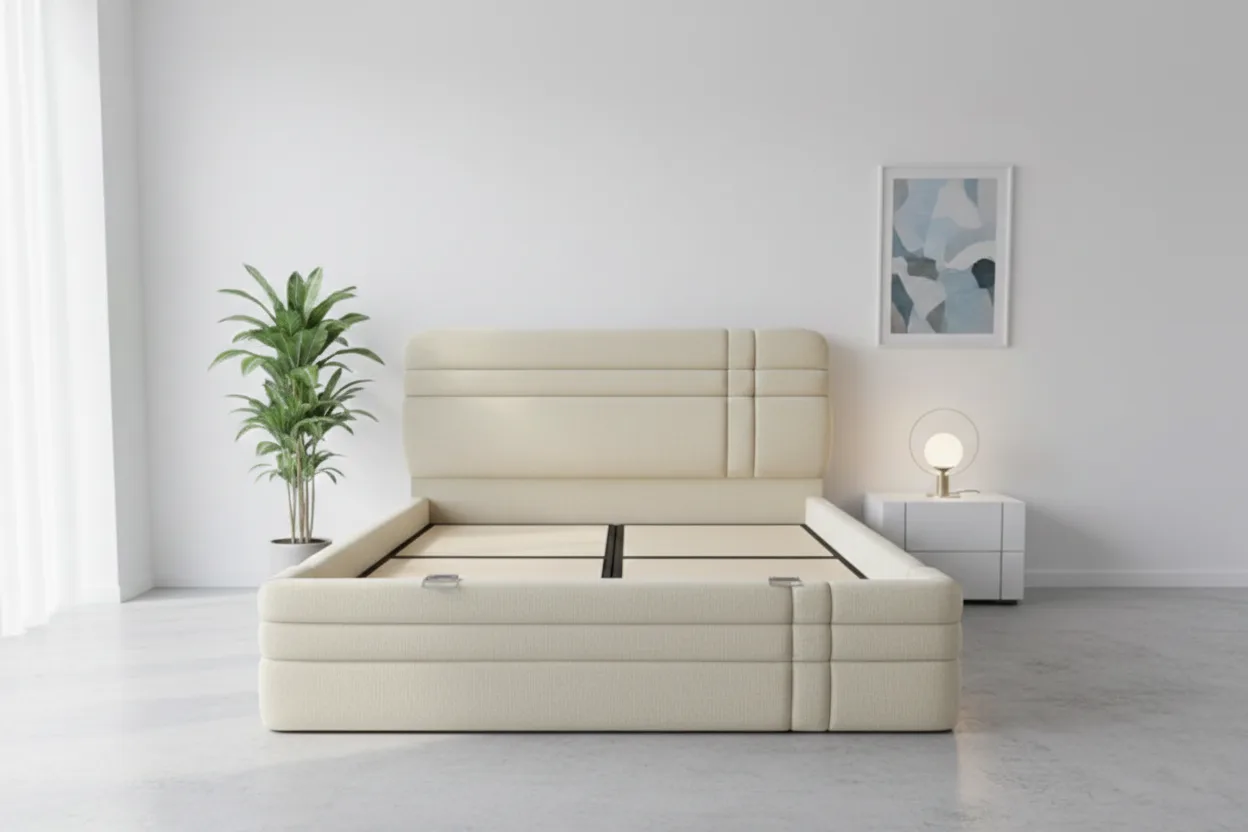 Royal White 140 x 200 Double Divan Base and Headboard Set