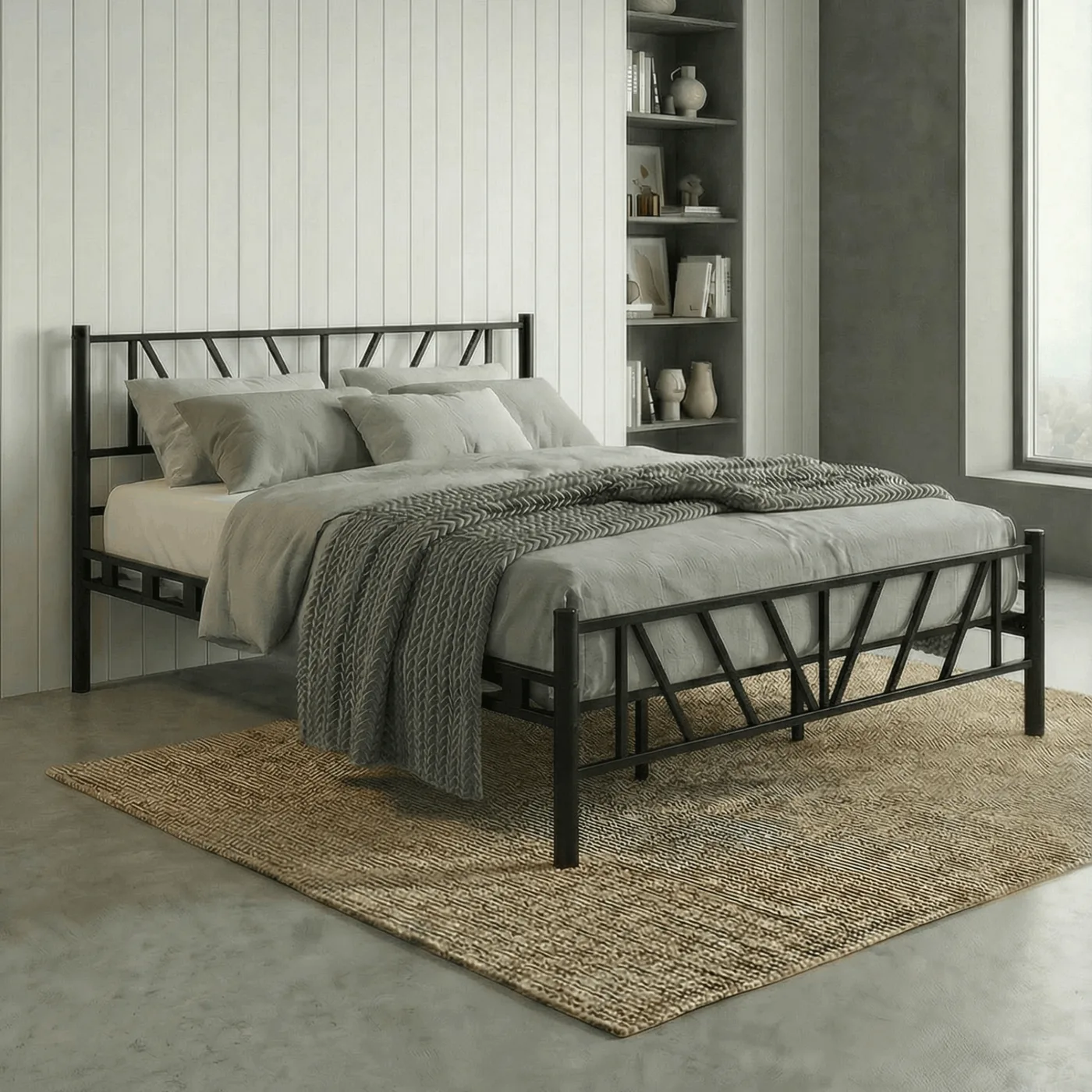 Smyrna Çift Kişilik Metal Karyola 150x200 Siyah
