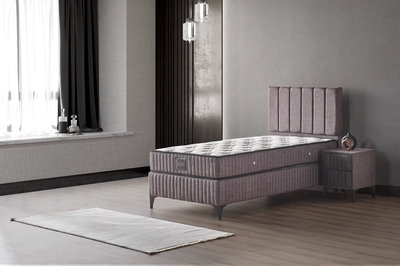Venta 100x200 Tek Kişilik Yatak, Baza, Başlık Seti