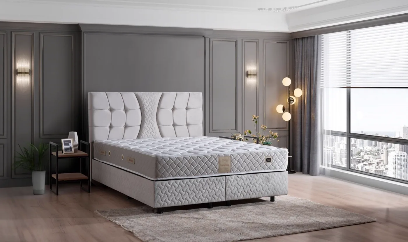 Kiamond Gri 160x200 Çift Kişilik Baza, Başlık Seti