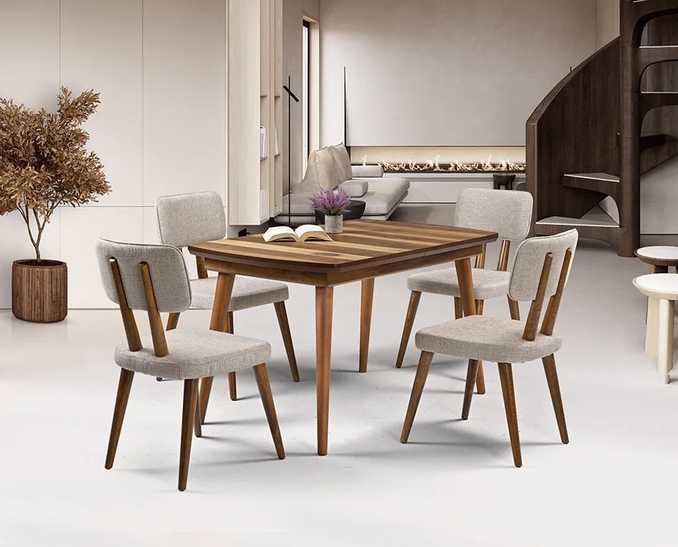 Milano ensemble table noyer et chaises Derin