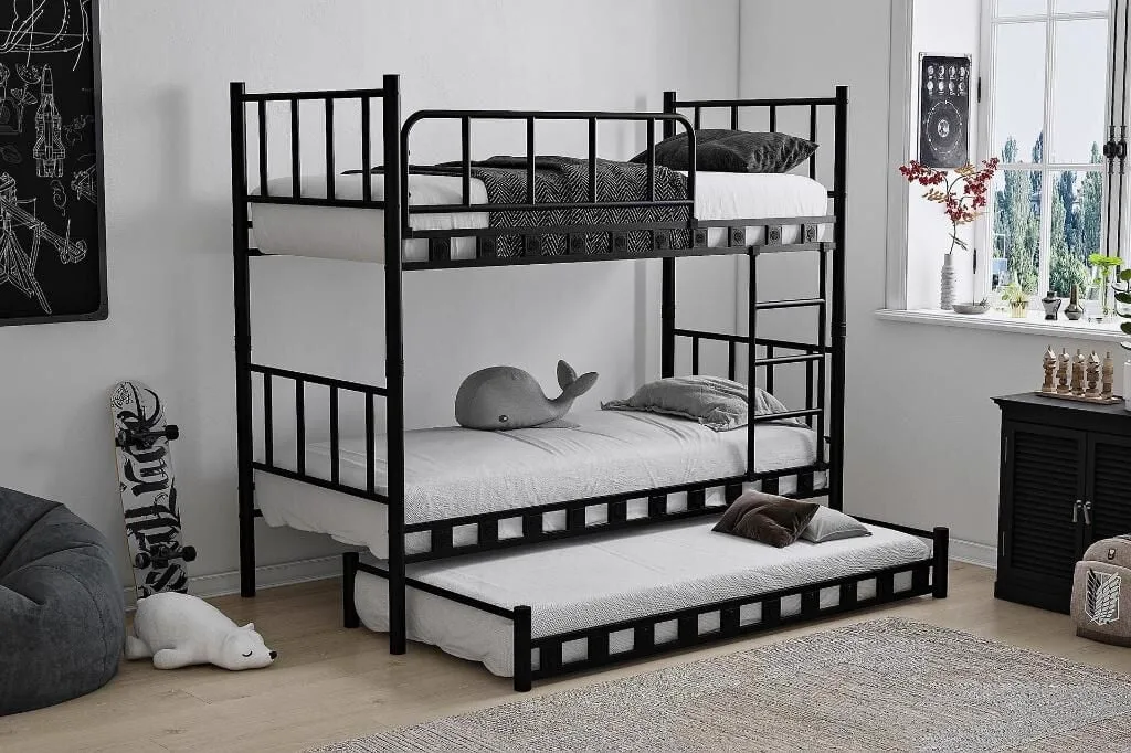 Zambak Etagenbett mit Ausziehbett 90x200 ARM038 Schwarz