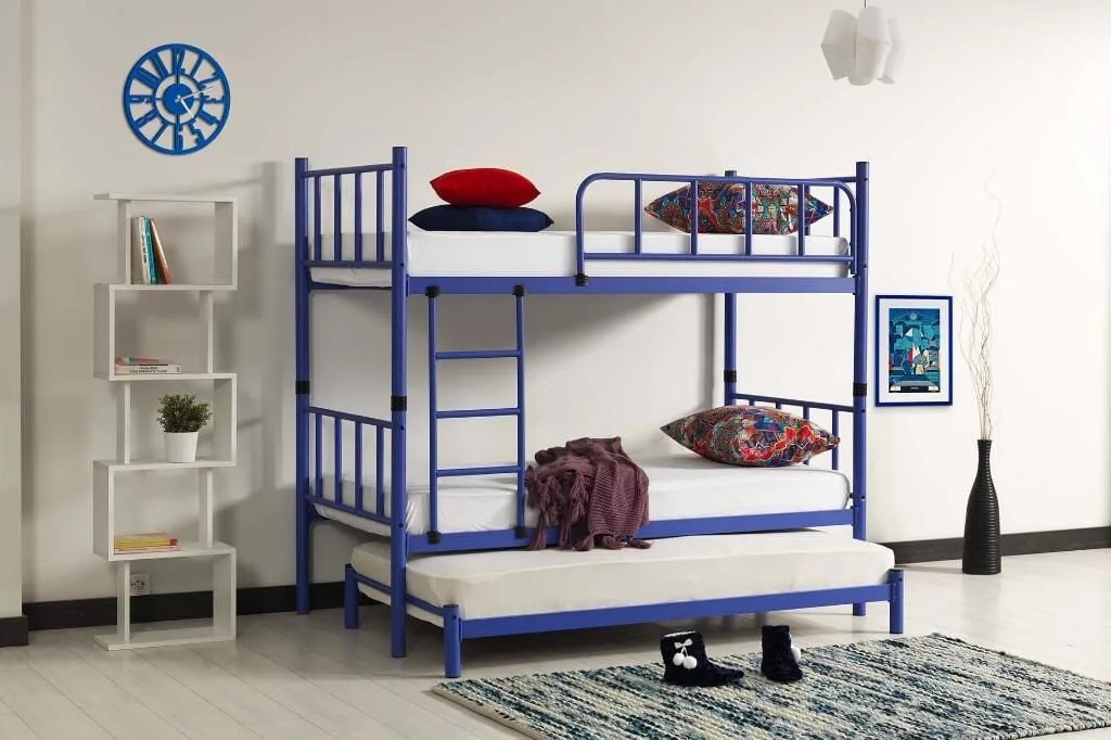 Lit superposé Zambak avec lit gigogne 90x200 ARM038 bleu