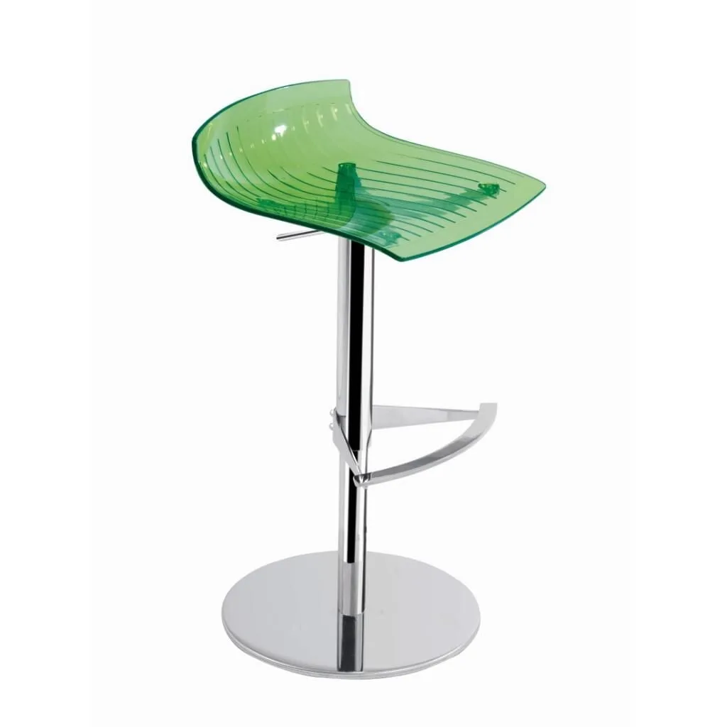 X-treme B Green Transparent - Chrome-Plated Gas-Lift Metal-Leg Bar Chair