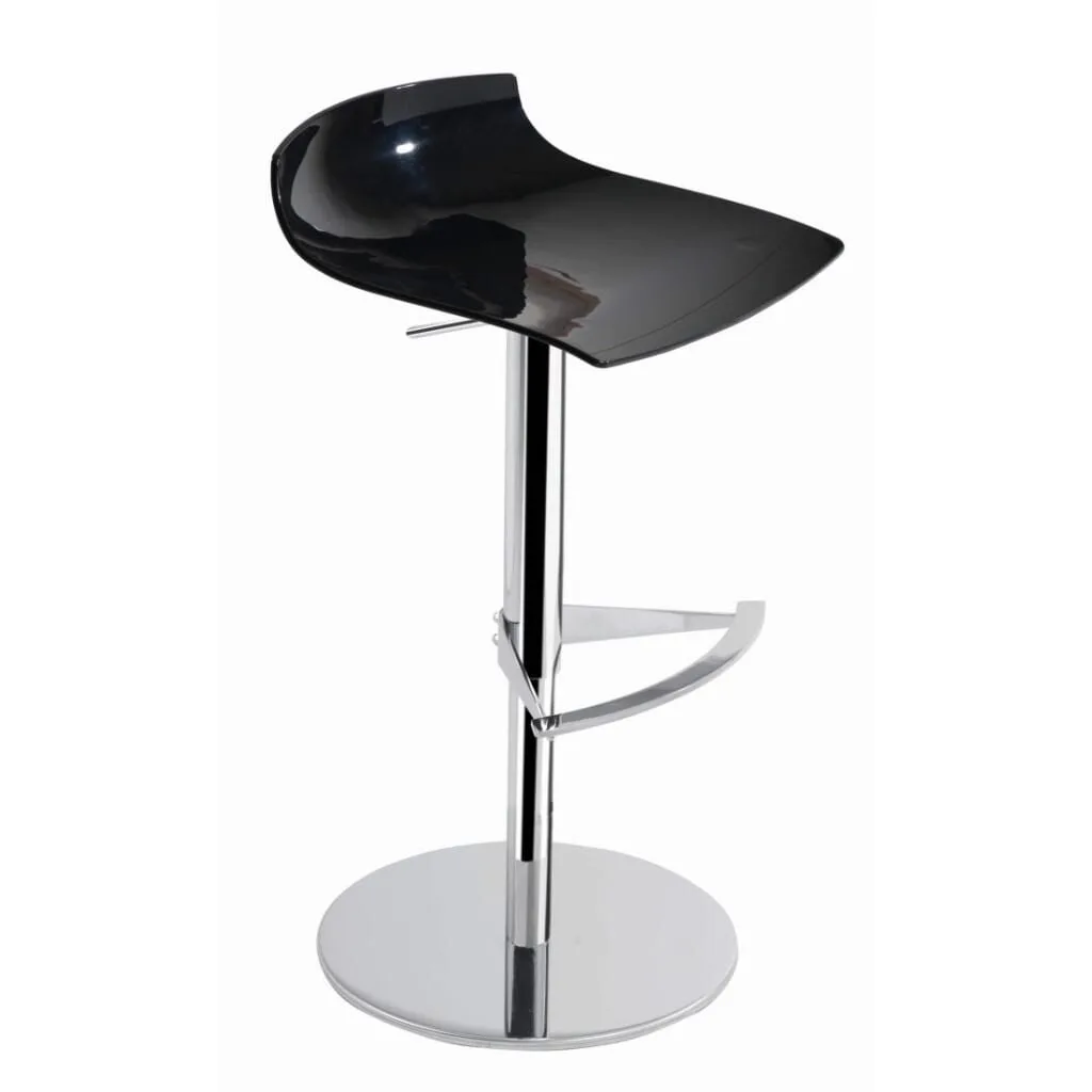 X-treme B Solid Black - Chrome-Plated Gas-Lift Metal-Leg Bar Chair