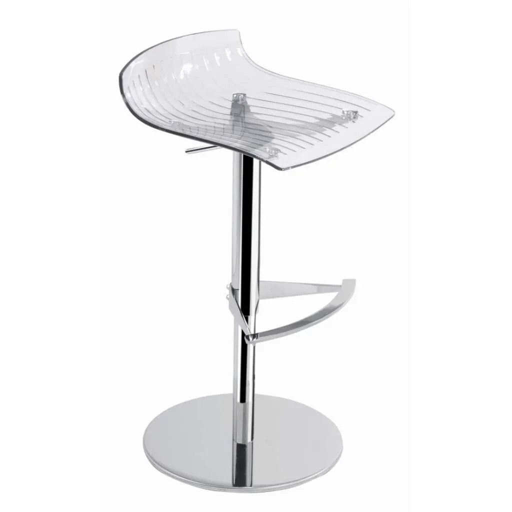 X-treme B Clear Transparent - Chrome-Plated Gas-Lift Metal-Leg Bar Chair
