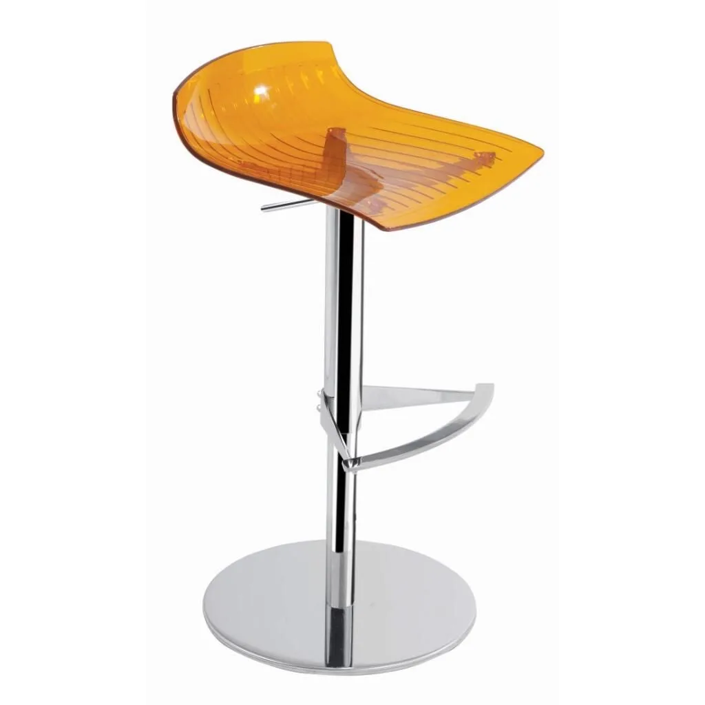 X-treme B Orange Transparent - Chrome-Plated Gas-Lift Metal-Leg Bar Chair