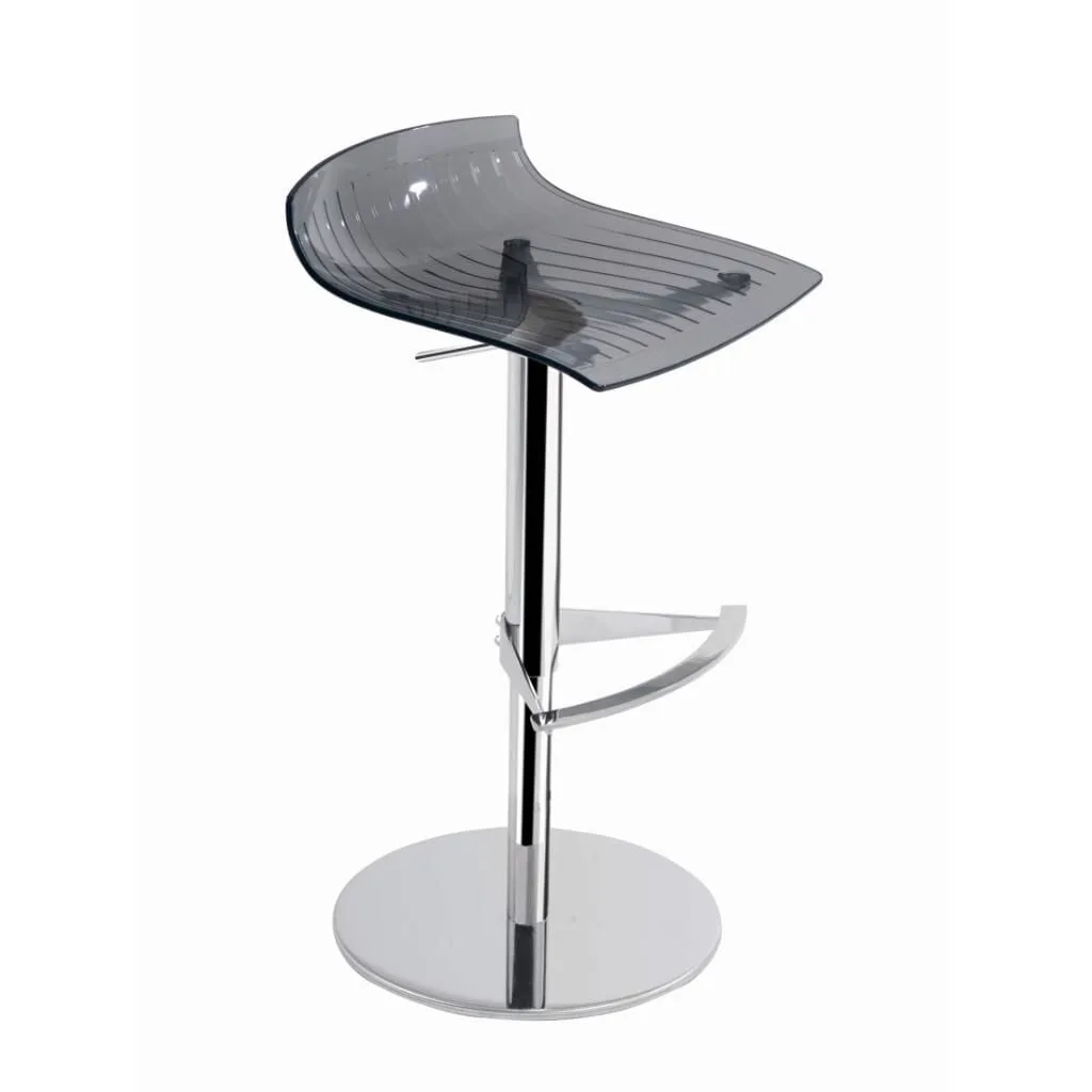 X-treme B Smoke Transparent - Chrome-Plated Gas-Lift Metal-Leg Bar Chair