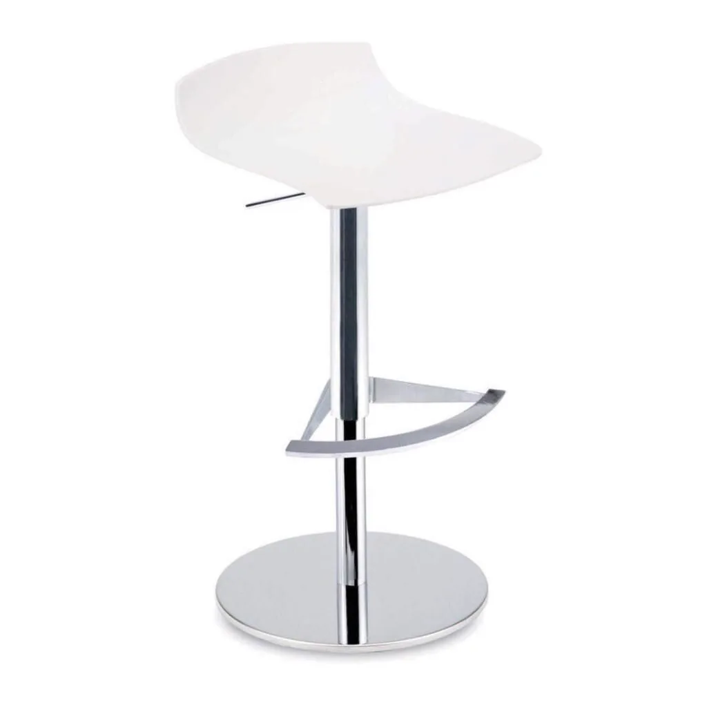 X-treme B Solid White - Chrome-Plated Gas-Lift Metal-Leg Bar Chair
