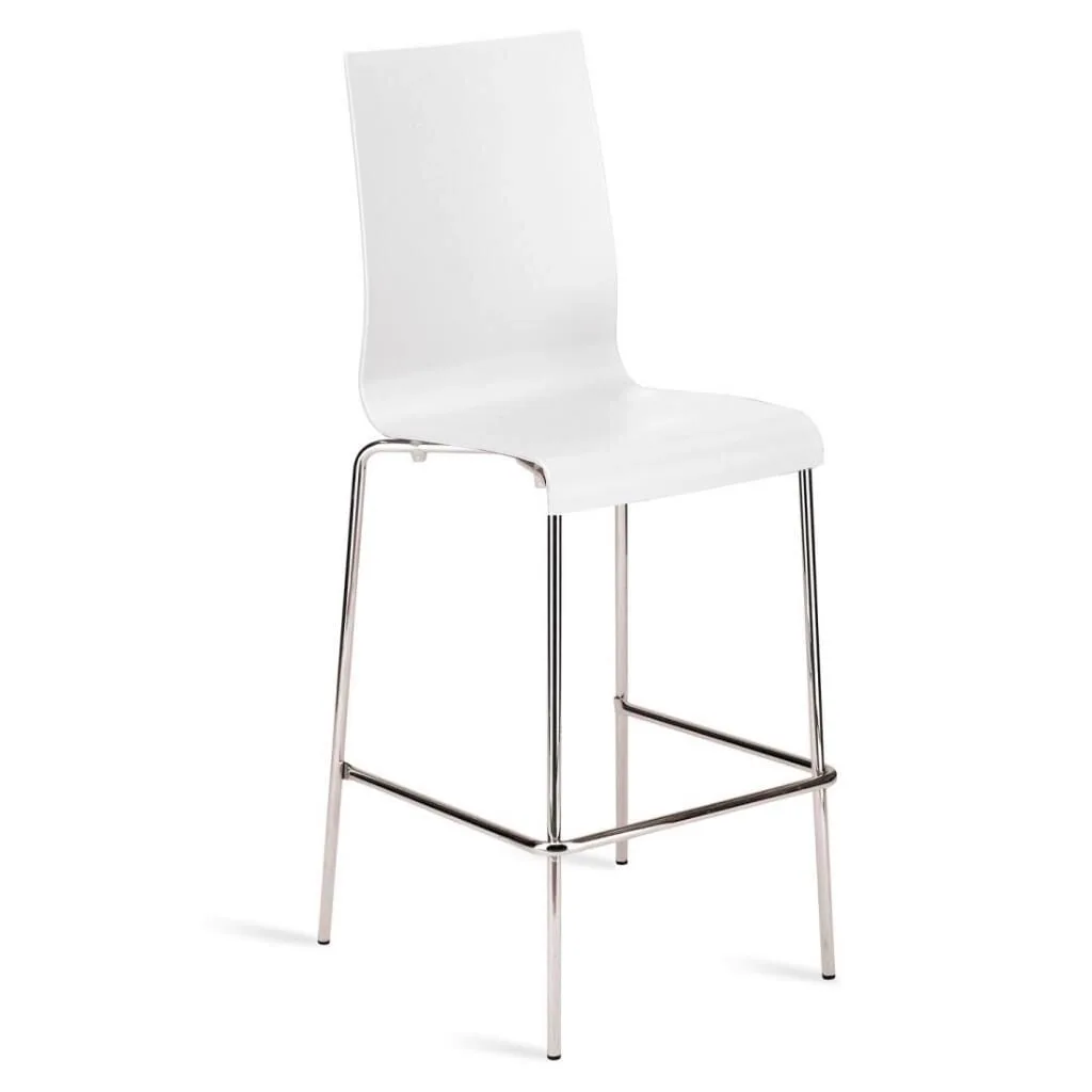 Icon-B White - Chrome-Plated Bar Chair