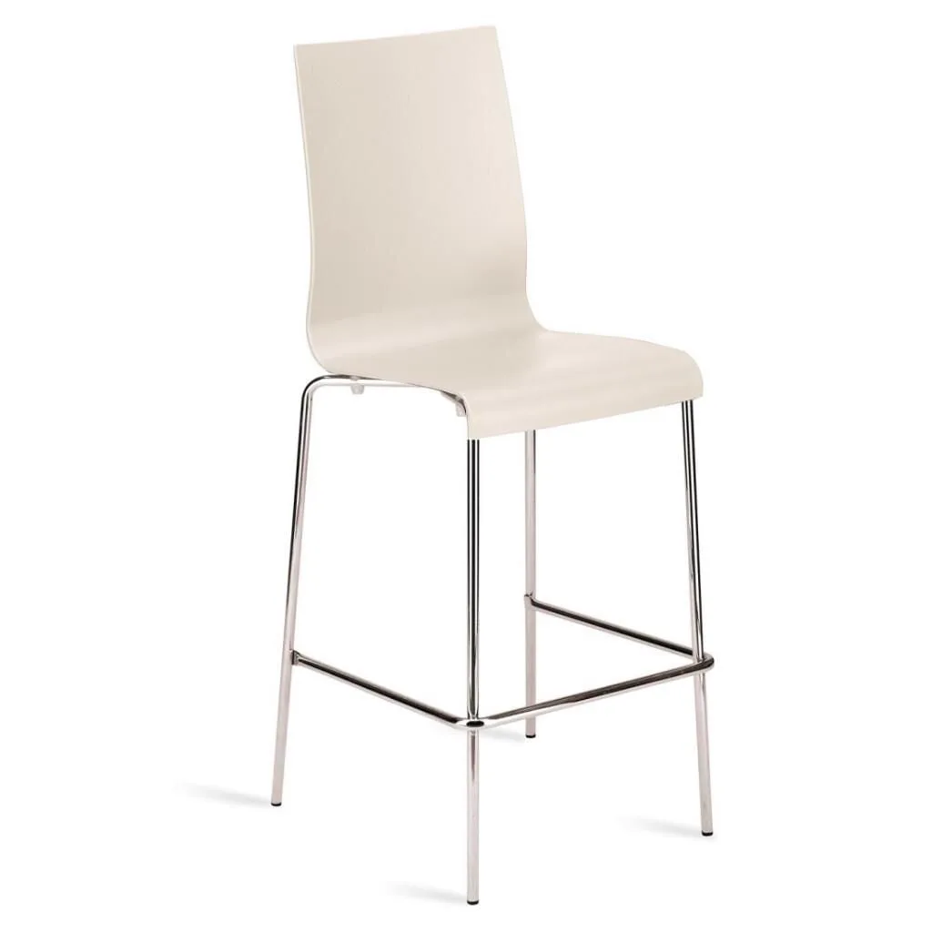 Icon-B Cream - Chrome-Plated Bar Chair