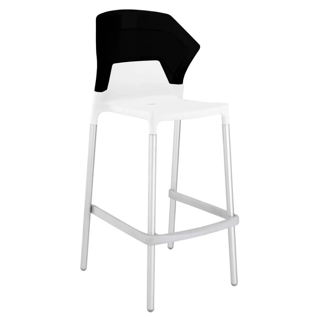 Ego-S Bar Solid Black - White Bar Chair