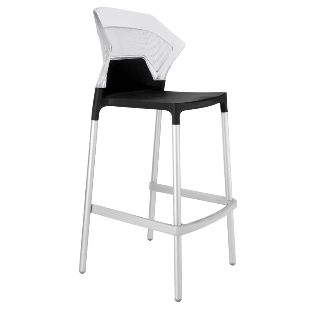 Ego-S Bar Transparent Clear - Black Bar Chair
