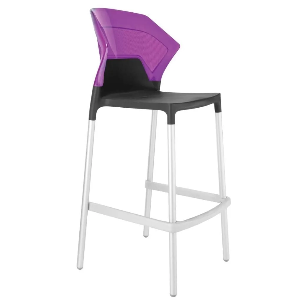 Ego-S Bar Transparent Purple - Anthracite Bar Chair