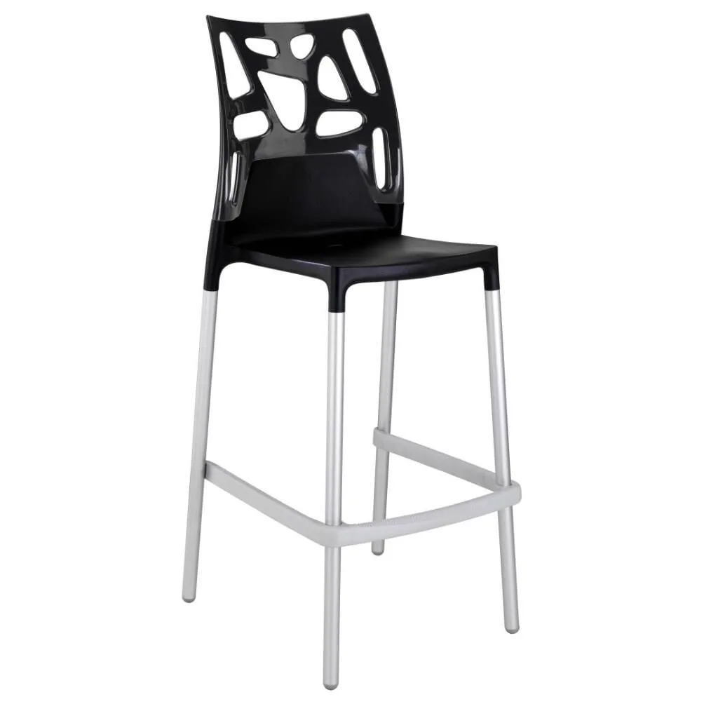 Ego-Rock Bar Solid Siyah - Siyah Bar Sandalyesi
