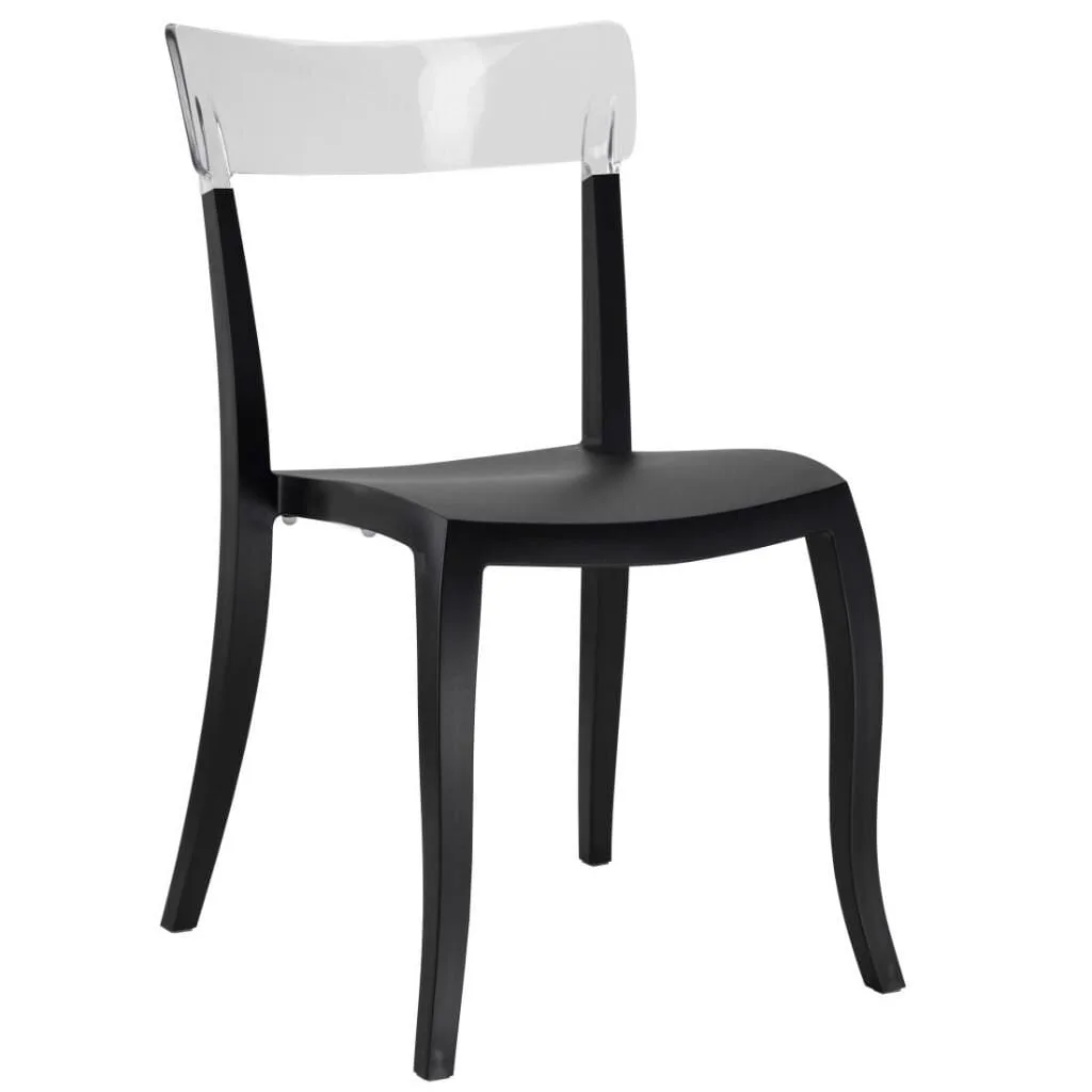 Hera-S Şeffaf Transparan - Siyah Mutfak Sandalyesi