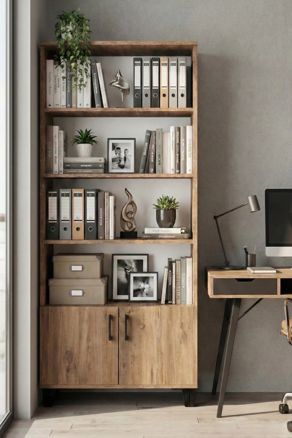 Çok Amaçlı Kitaplık Suntalam Kahverengi 75x190