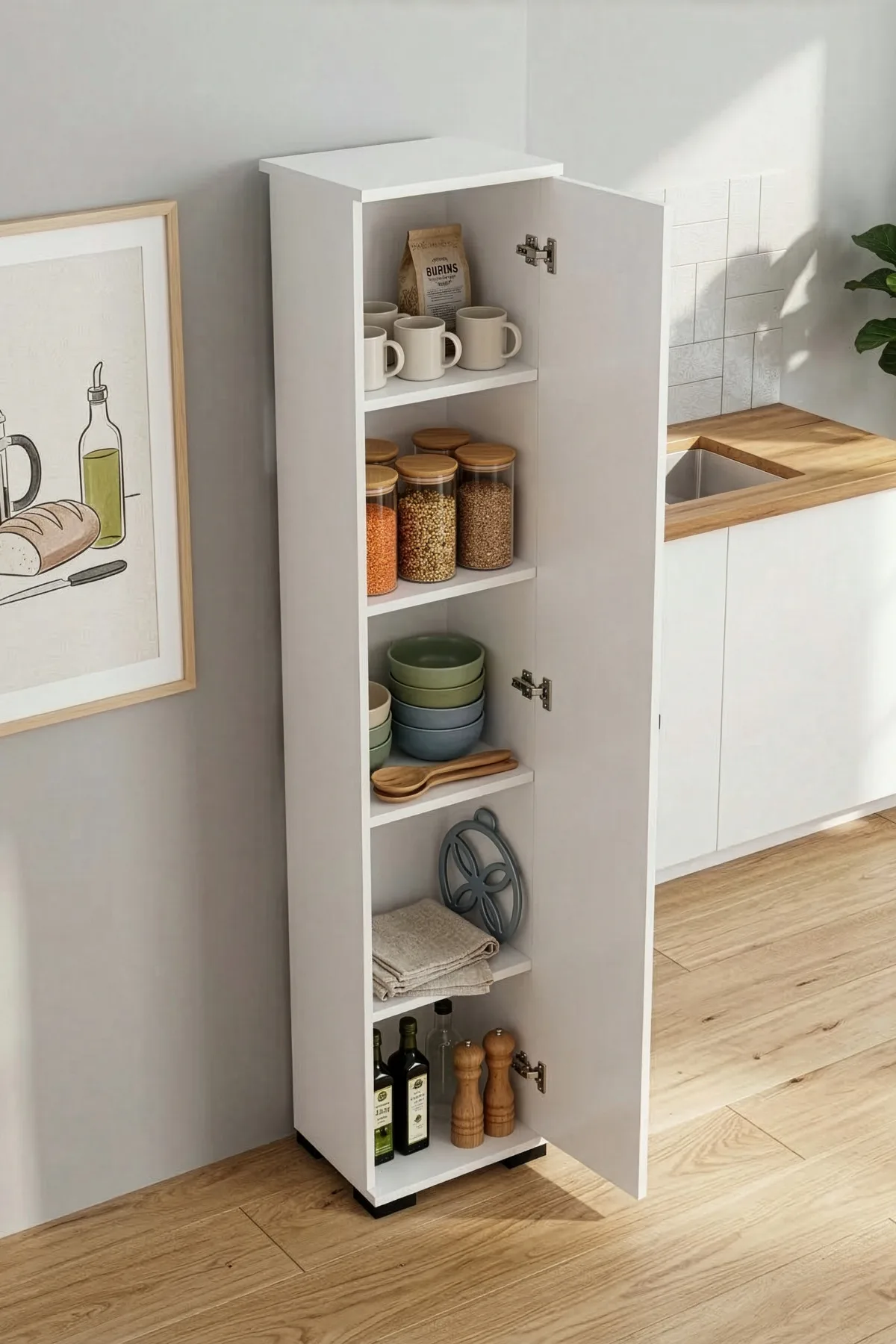 Çok Amaçlı Kiler Dolabı Beyaz 30 cm