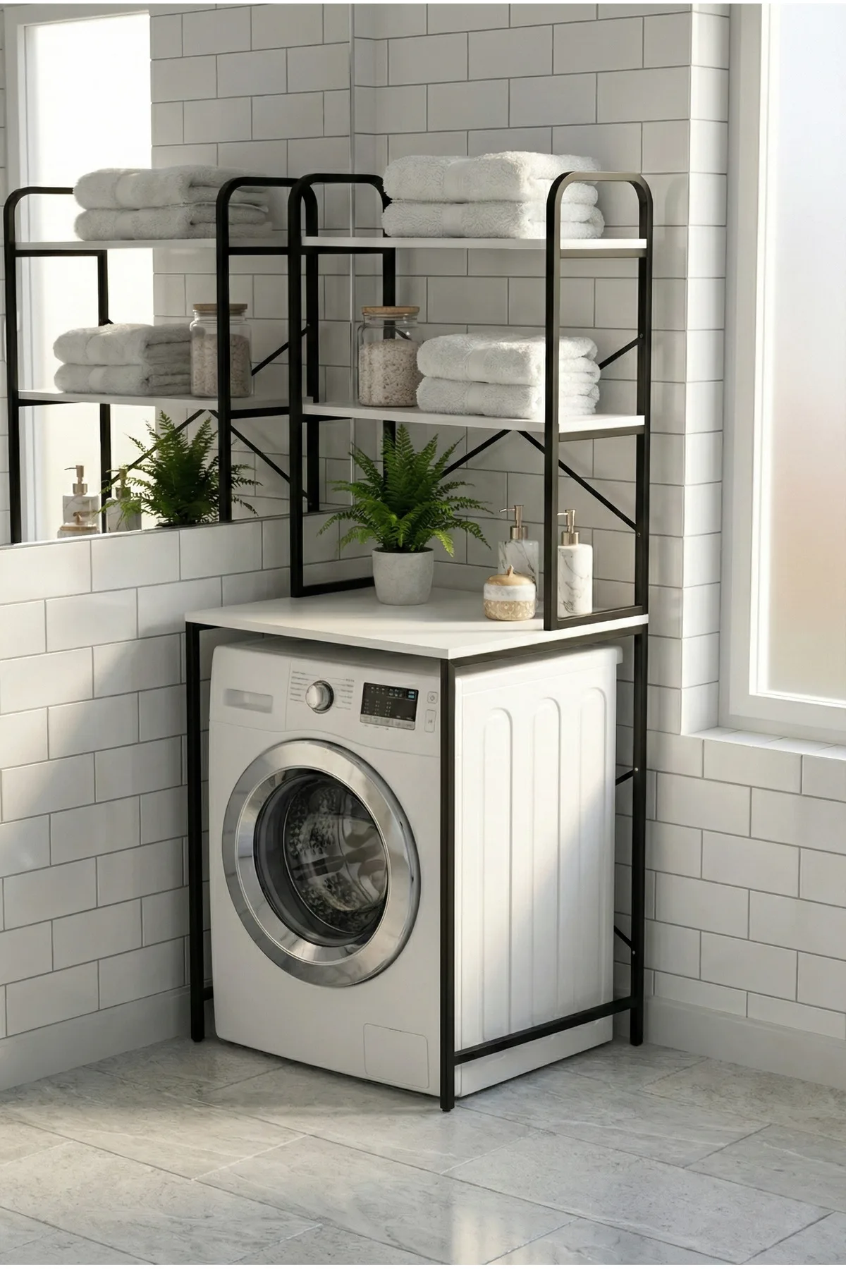 Çamaşır Makinesi Üstü Raf Siyah 70 cm