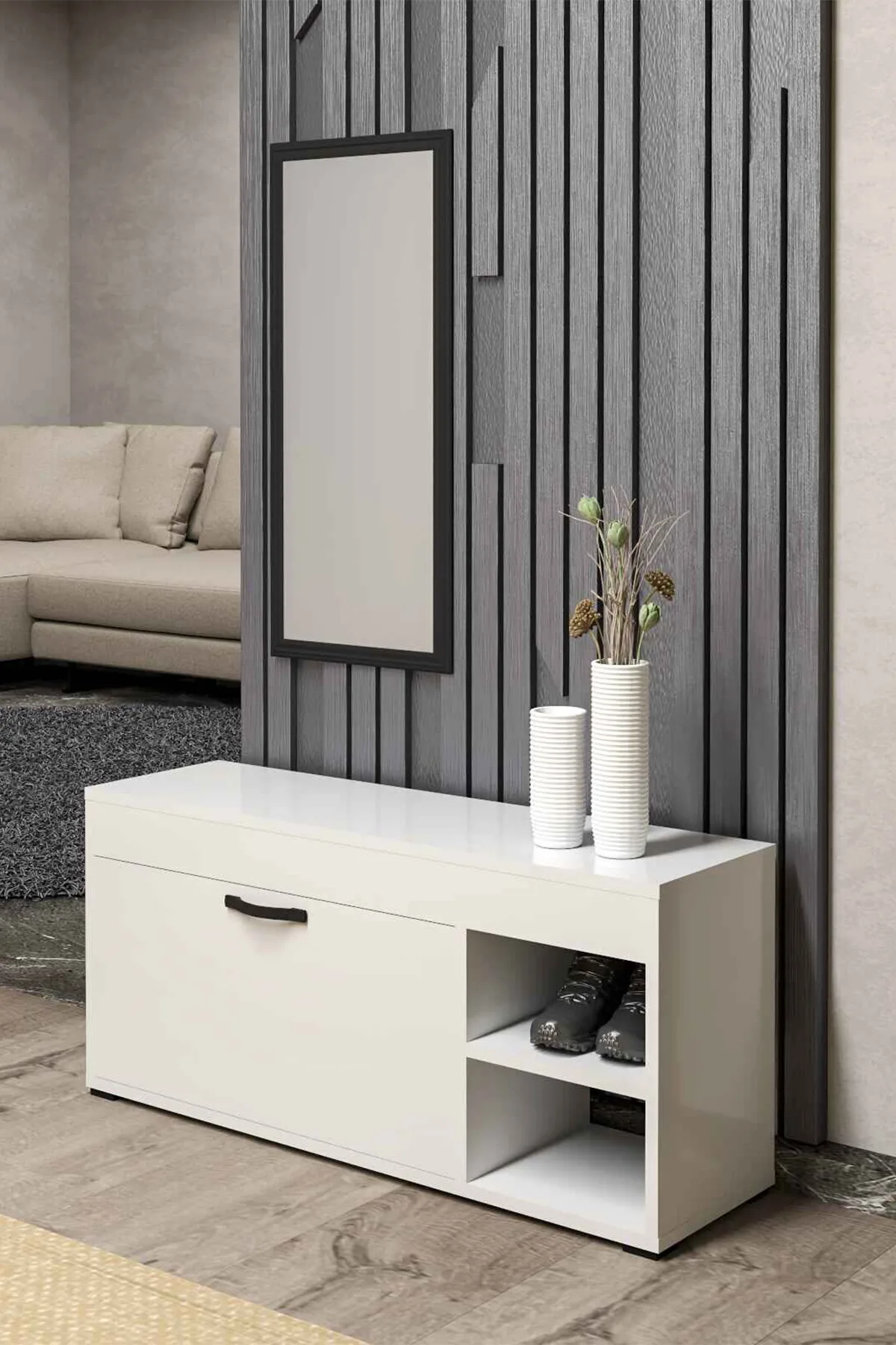 Ayakkabılık Dolabı Beyaz 90 cm