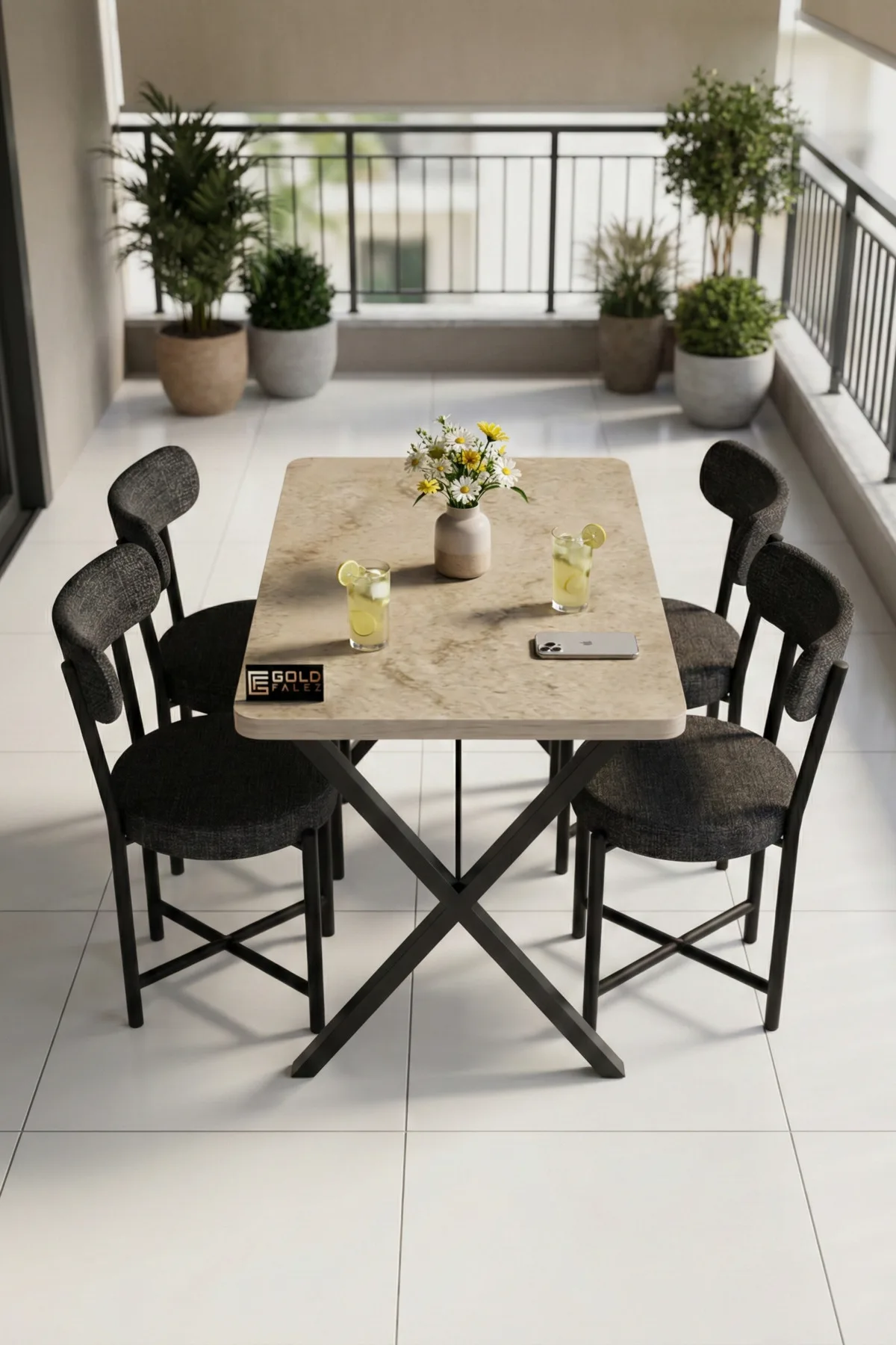 Mutfak Masası 4 Sandalyeli Set 110x70 cm Modern Bahçe Cafe Masa Takımı 4 Kişilik Tedy 9883 Anstrasit