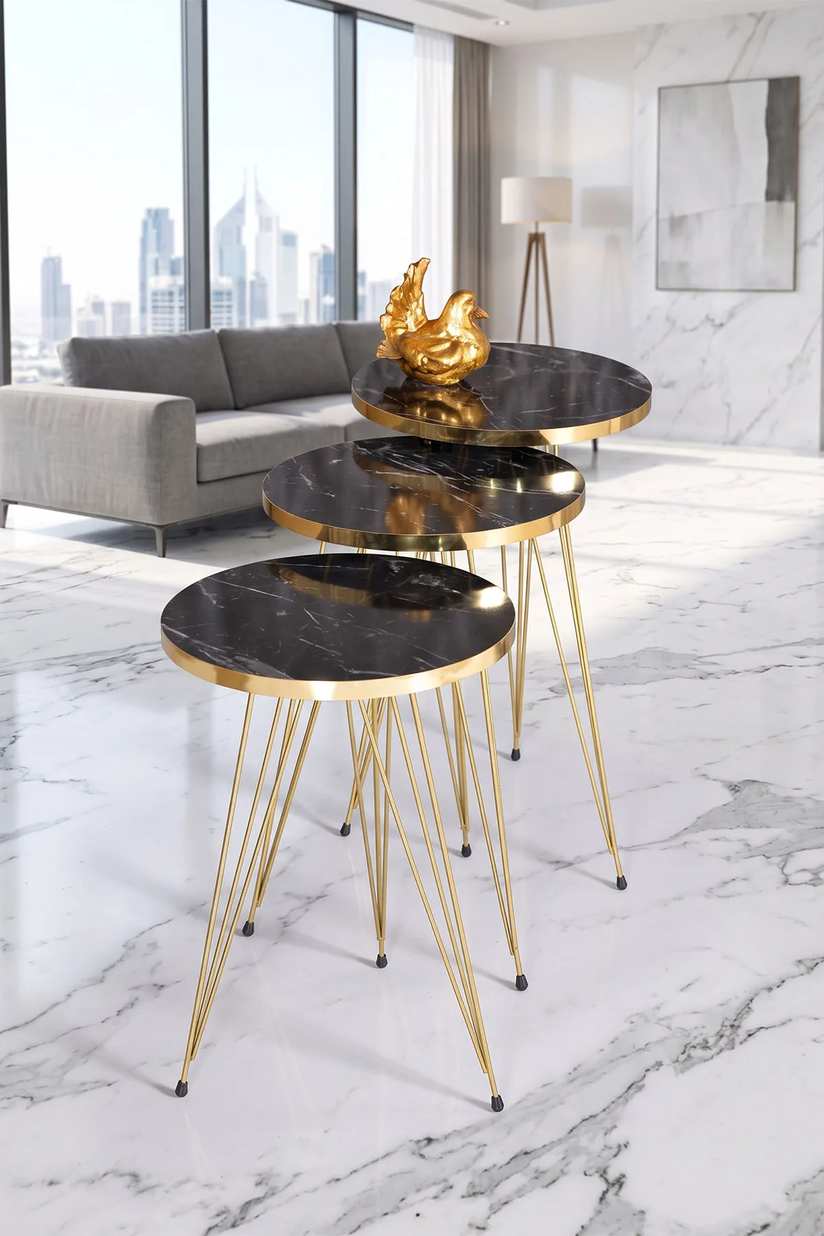 Zigon Sehpa Gold Bendir Tel