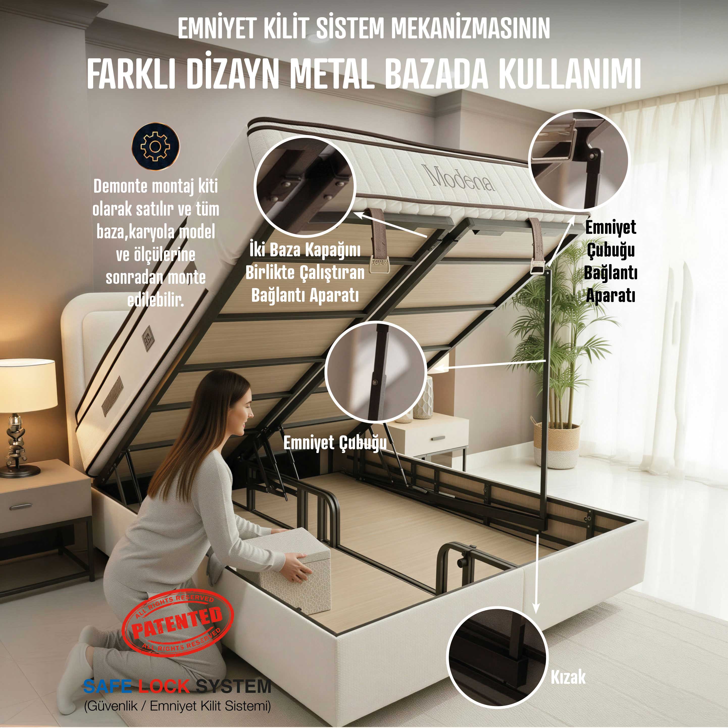 Çift Kişilik Baza Emniyet Kilit Sistemi Montaj Kiti – Patentli Güvenlik Mekanizması (2)